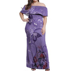 Lupus Cannot Stop Me Australia Floral Off Shoulder Maxi Dress Purple Ribbon