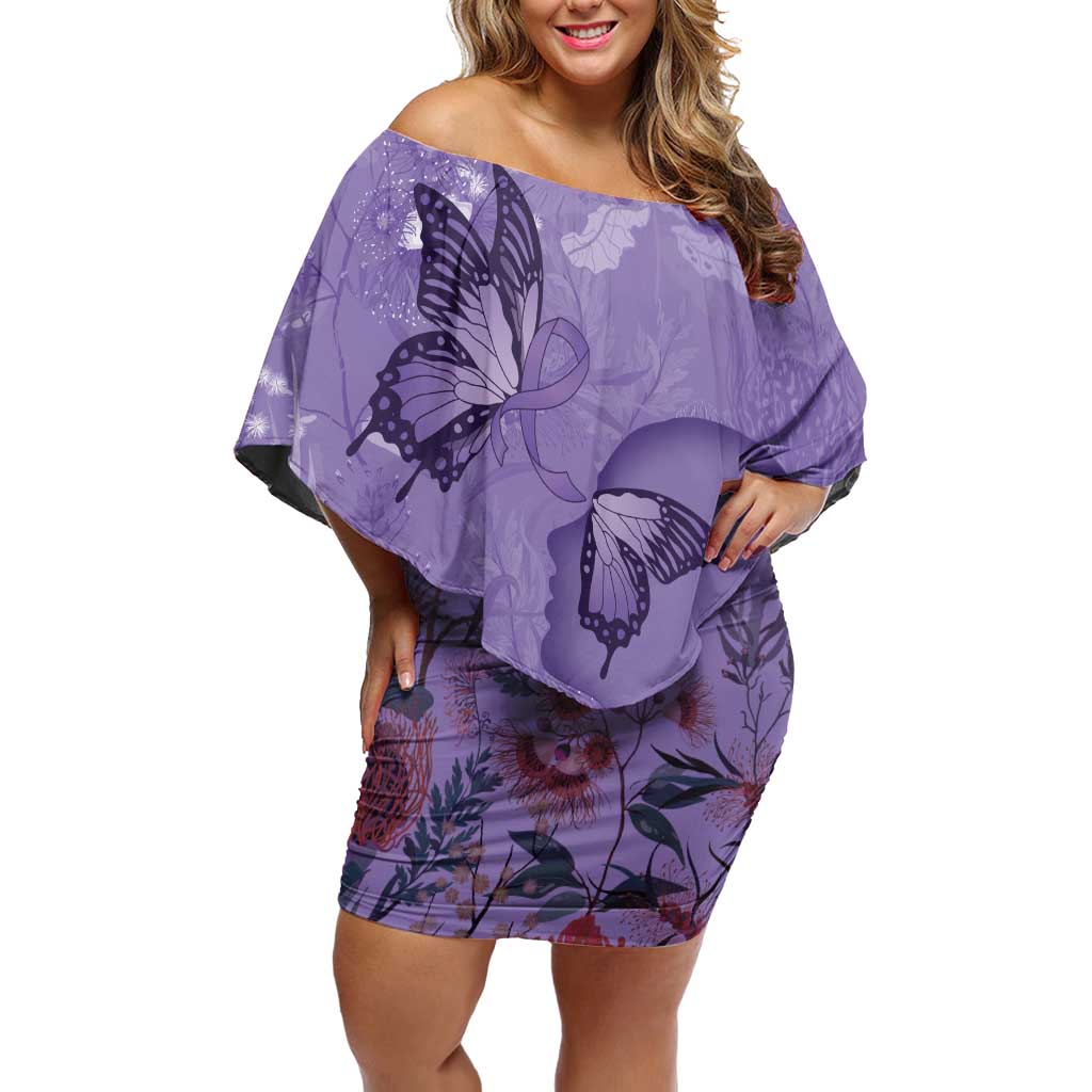 Lupus Cannot Stop Me Australia Floral Off Shoulder Short Dress Purple Ribbon