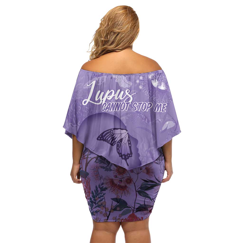 Lupus Cannot Stop Me Australia Floral Off Shoulder Short Dress Purple Ribbon