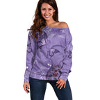 Lupus Cannot Stop Me Australia Floral Off Shoulder Sweater Purple Ribbon