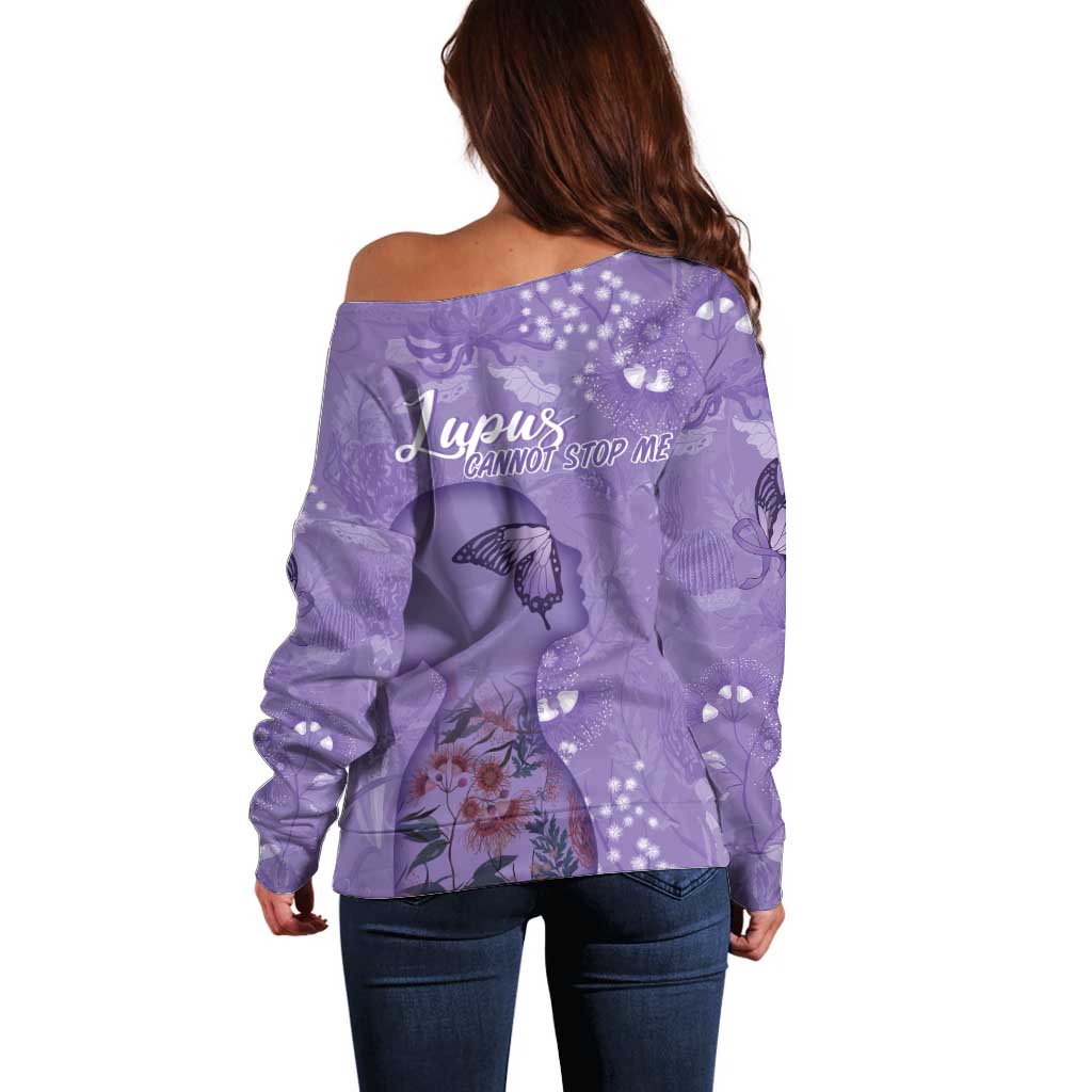Lupus Cannot Stop Me Australia Floral Off Shoulder Sweater Purple Ribbon