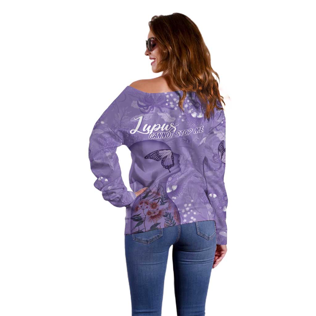 Lupus Cannot Stop Me Australia Floral Off Shoulder Sweater Purple Ribbon