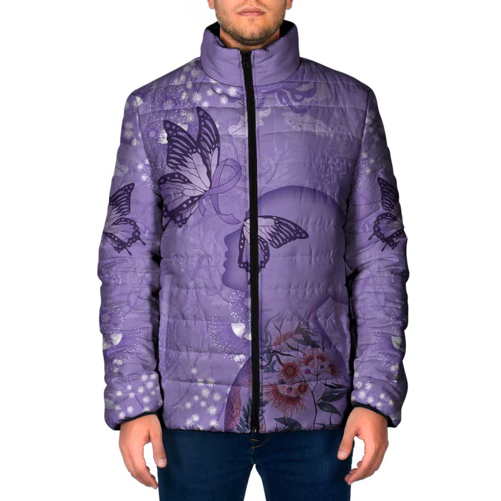 Lupus Cannot Stop Me Australia Floral Padded Jacket Purple Ribbon