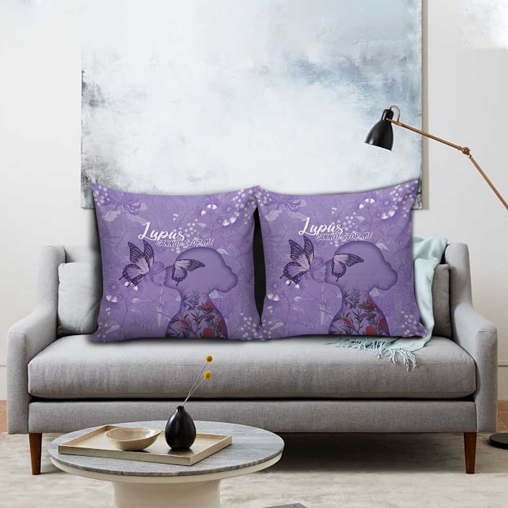 Lupus Cannot Stop Me Australia Floral Pillow Cover Purple Ribbon