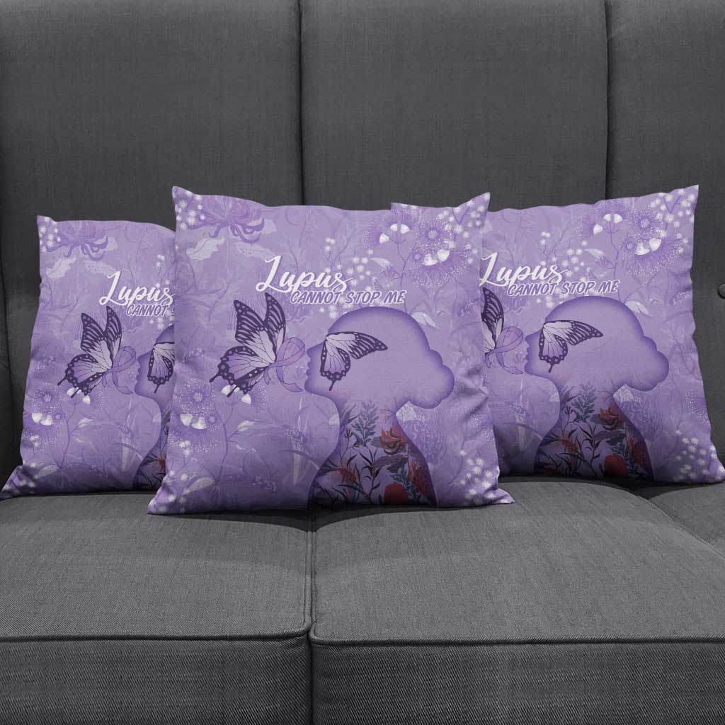 Lupus Cannot Stop Me Australia Floral Pillow Cover Purple Ribbon