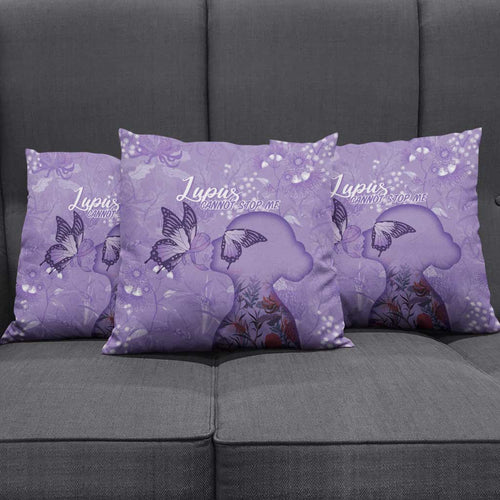 Lupus Cannot Stop Me Australia Floral Pillow Cover Purple Ribbon