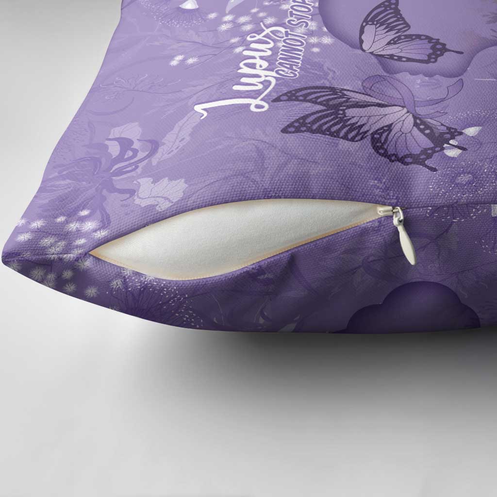 Lupus Cannot Stop Me Australia Floral Pillow Cover Purple Ribbon