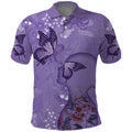 Lupus Cannot Stop Me Australia Floral Polo Shirt Purple Ribbon
