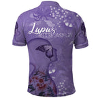 Lupus Cannot Stop Me Australia Floral Polo Shirt Purple Ribbon