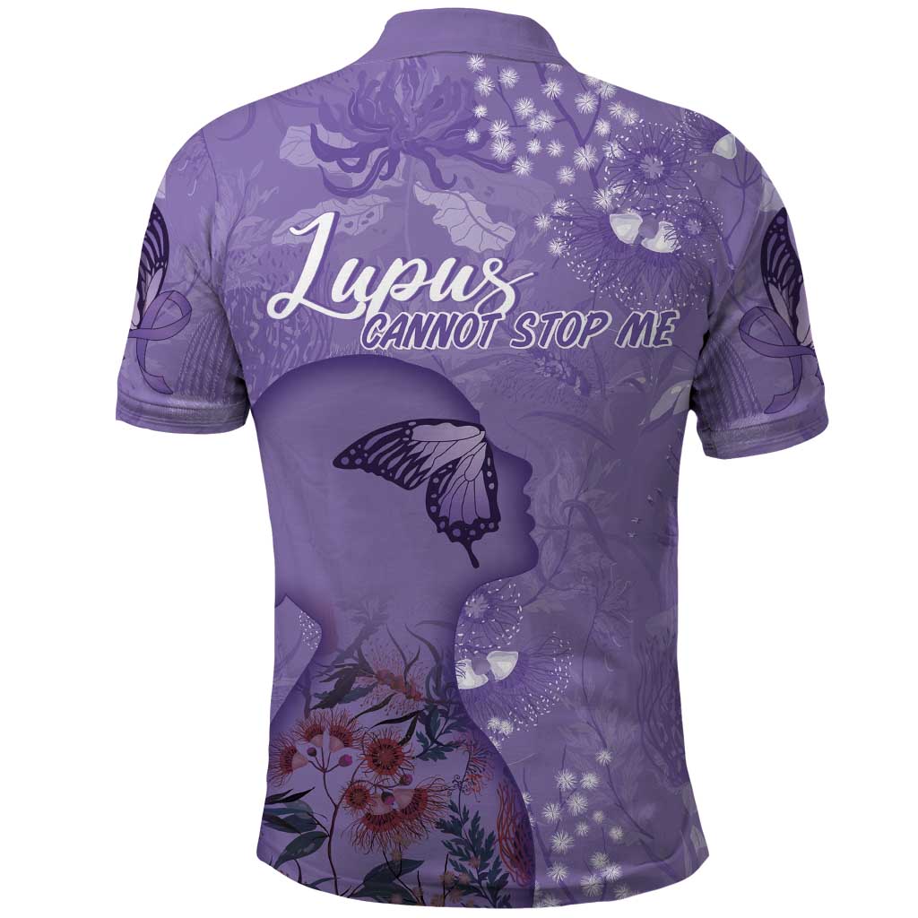 Lupus Cannot Stop Me Australia Floral Polo Shirt Purple Ribbon