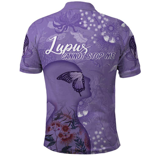 Lupus Cannot Stop Me Australia Floral Polo Shirt Purple Ribbon