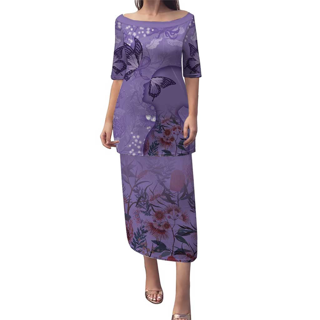 Lupus Cannot Stop Me Australia Floral Puletasi Purple Ribbon
