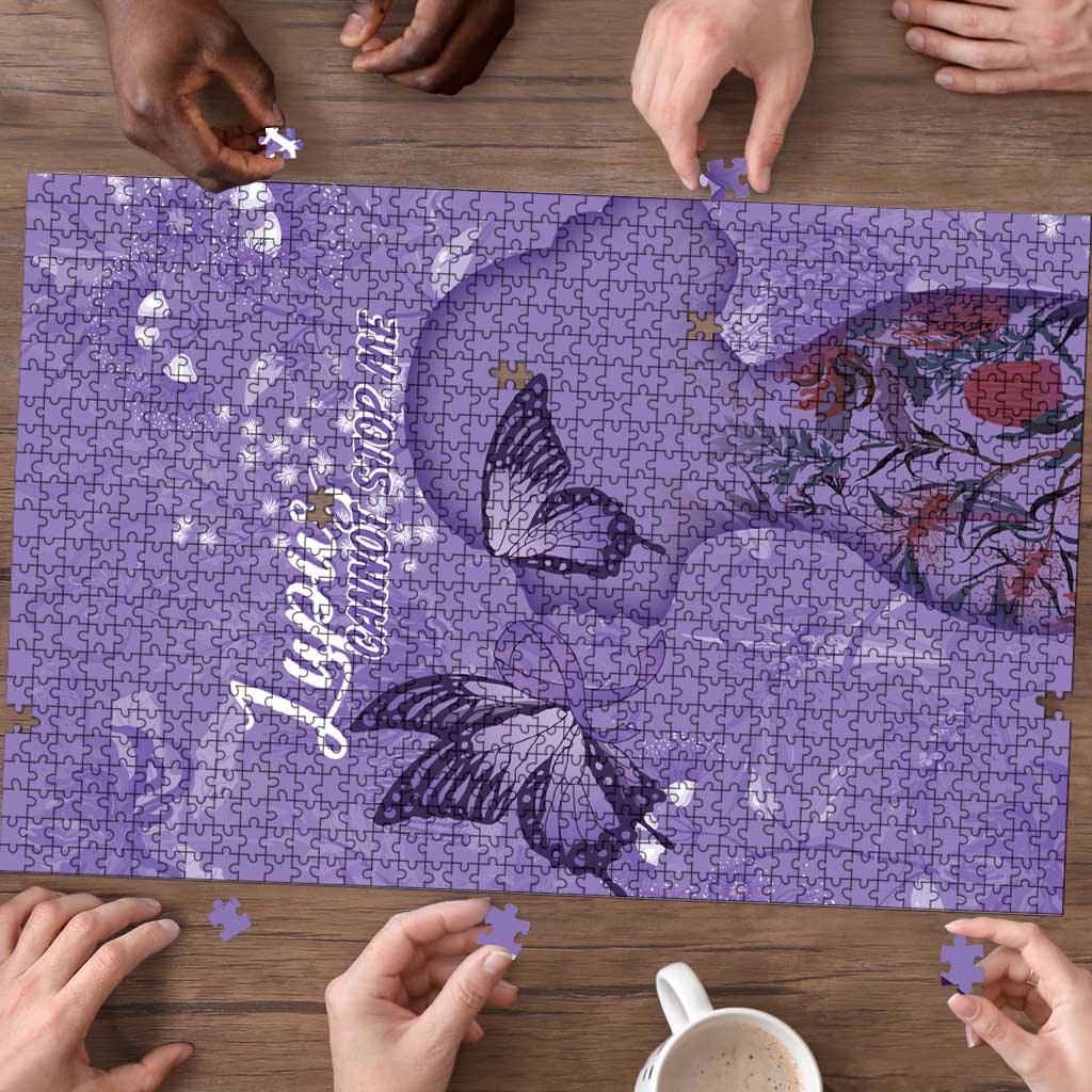 Lupus Cannot Stop Me Australia Floral Puzzle Purple Ribbon