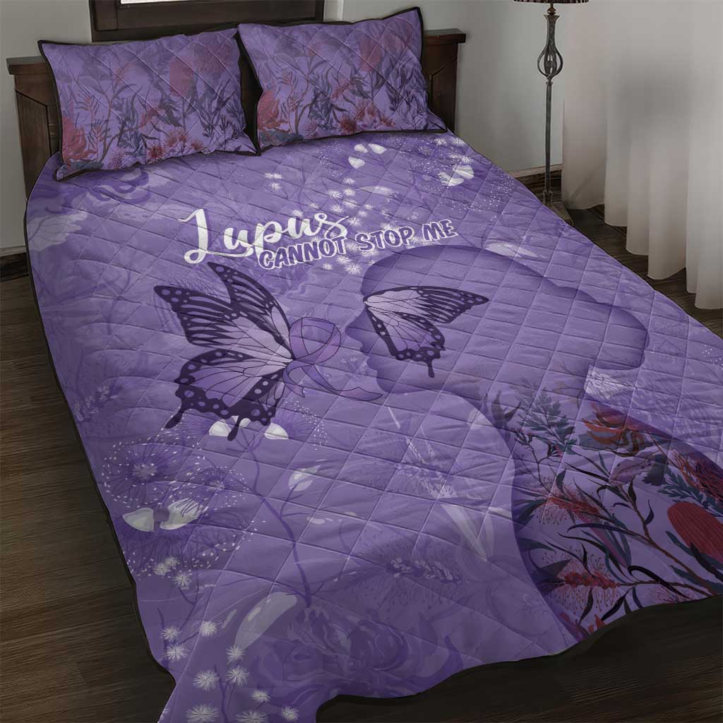 Lupus Cannot Stop Me Australia Floral Quilt Bed Set Purple Ribbon
