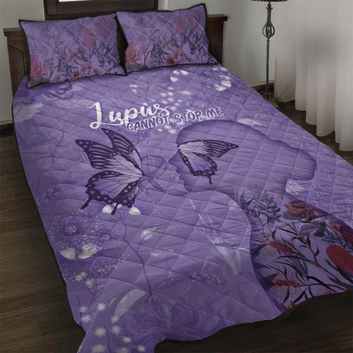 Lupus Cannot Stop Me Australia Floral Quilt Bed Set Purple Ribbon