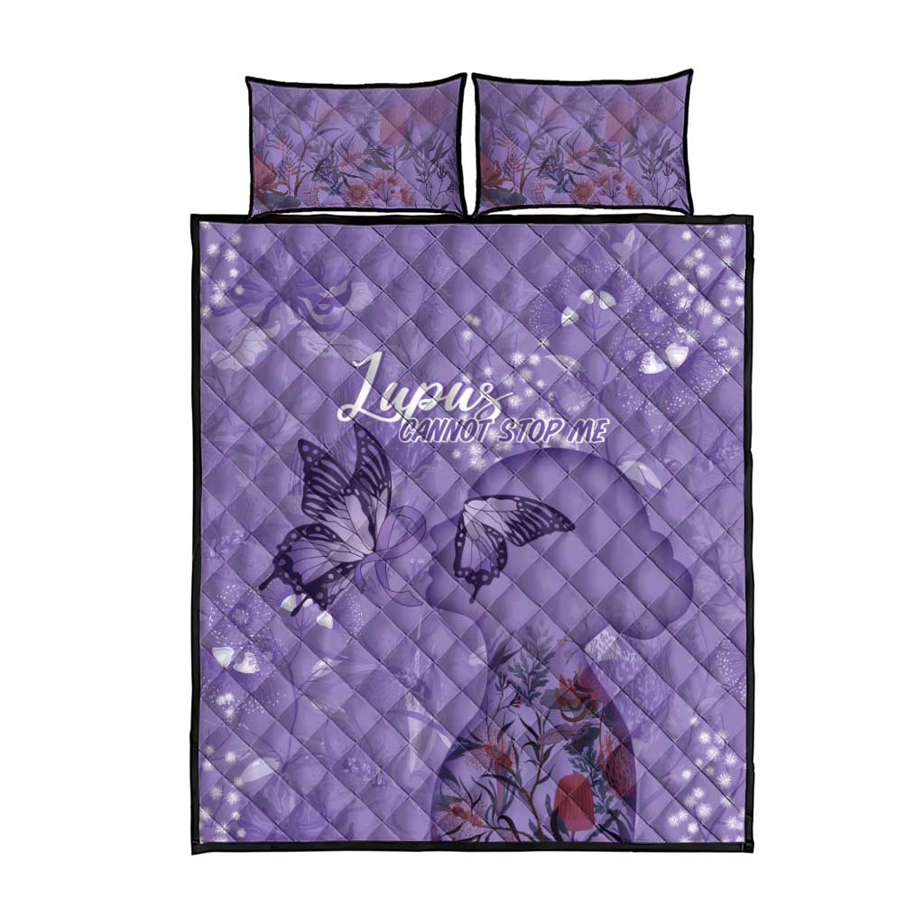 Lupus Cannot Stop Me Australia Floral Quilt Bed Set Purple Ribbon