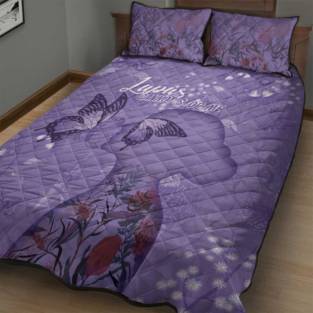 Lupus Cannot Stop Me Australia Floral Quilt Bed Set Purple Ribbon