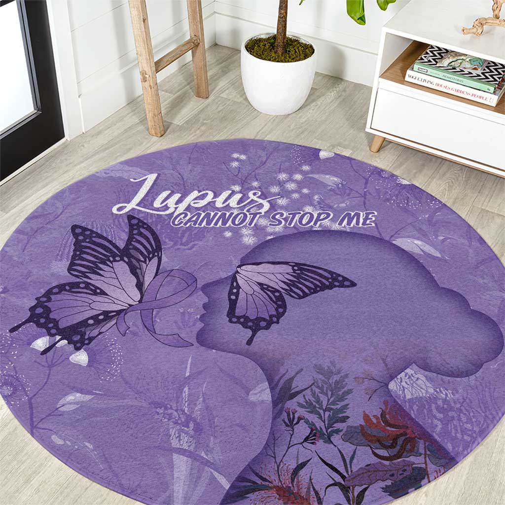 Lupus Cannot Stop Me Australia Floral Round Carpet Purple Ribbon