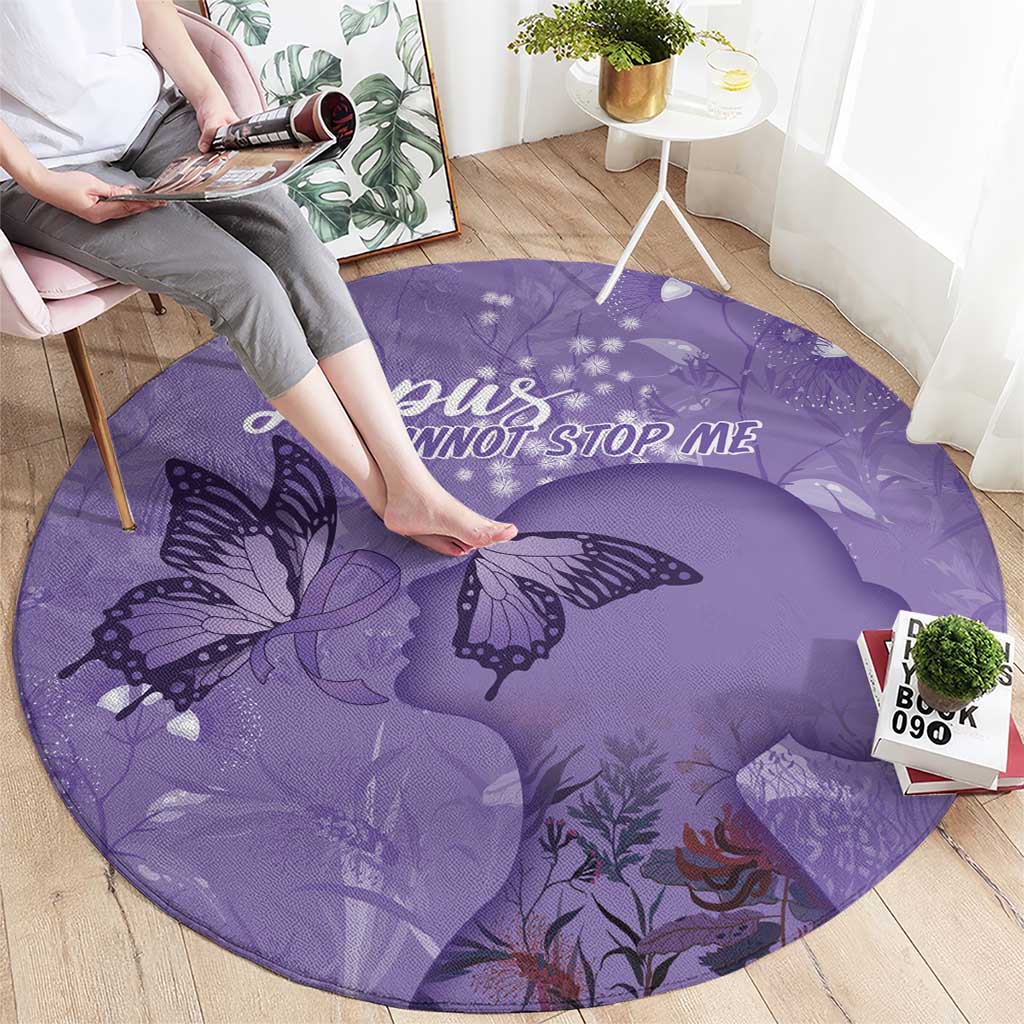 Lupus Cannot Stop Me Australia Floral Round Carpet Purple Ribbon