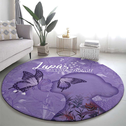 Lupus Cannot Stop Me Australia Floral Round Carpet Purple Ribbon