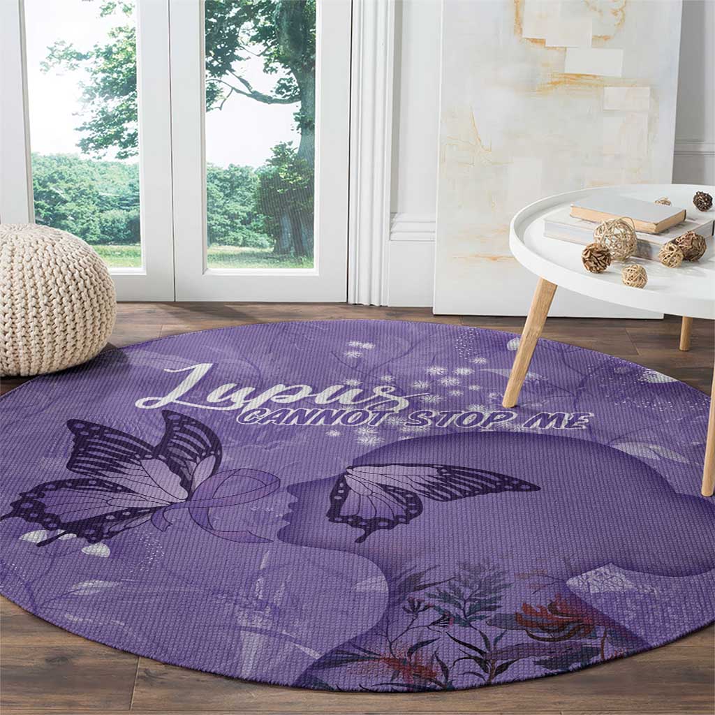 Lupus Cannot Stop Me Australia Floral Round Carpet Purple Ribbon