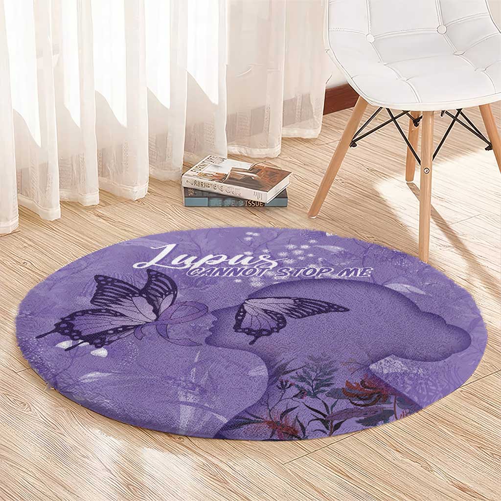 Lupus Cannot Stop Me Australia Floral Round Carpet Purple Ribbon