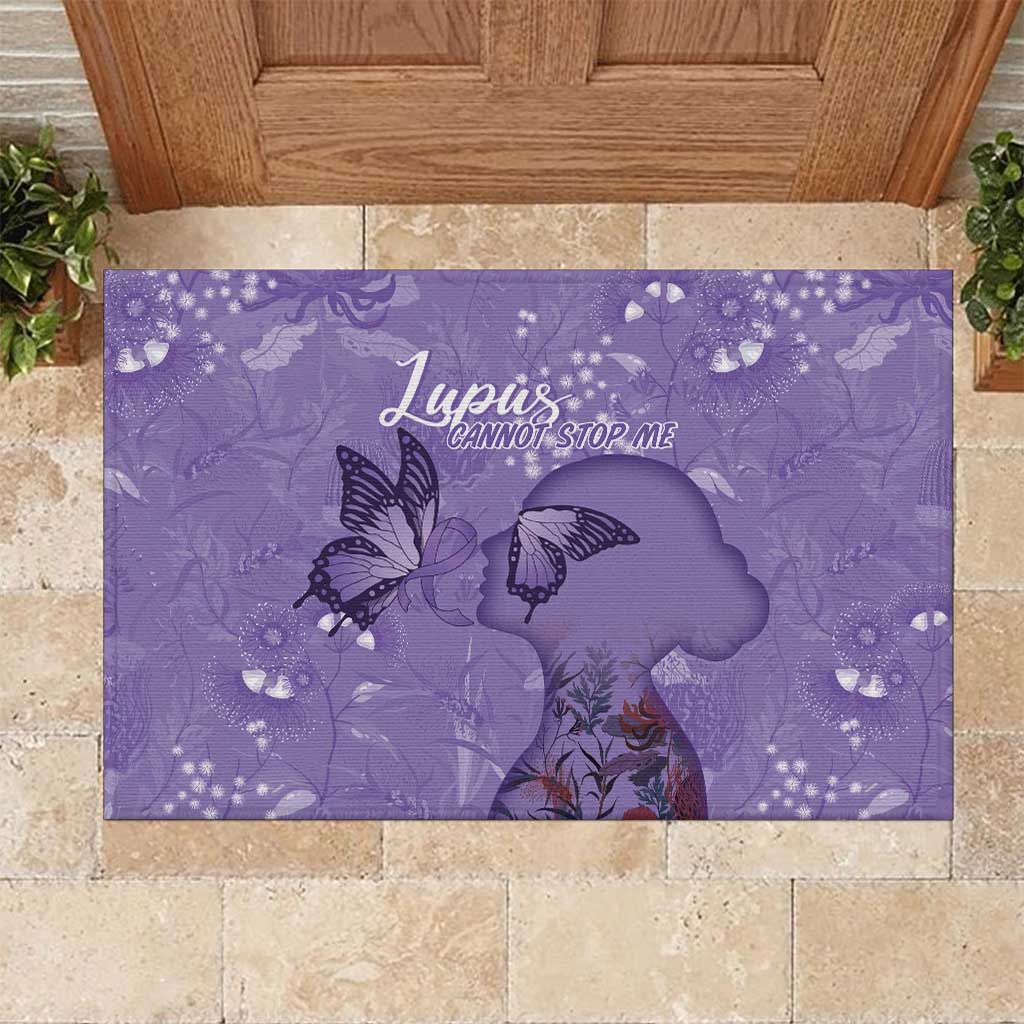 Lupus Cannot Stop Me Australia Floral Rubber Doormat Purple Ribbon