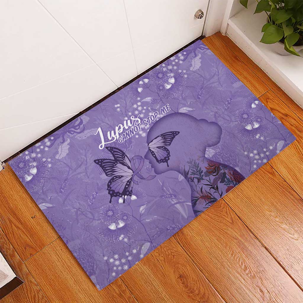 Lupus Cannot Stop Me Australia Floral Rubber Doormat Purple Ribbon