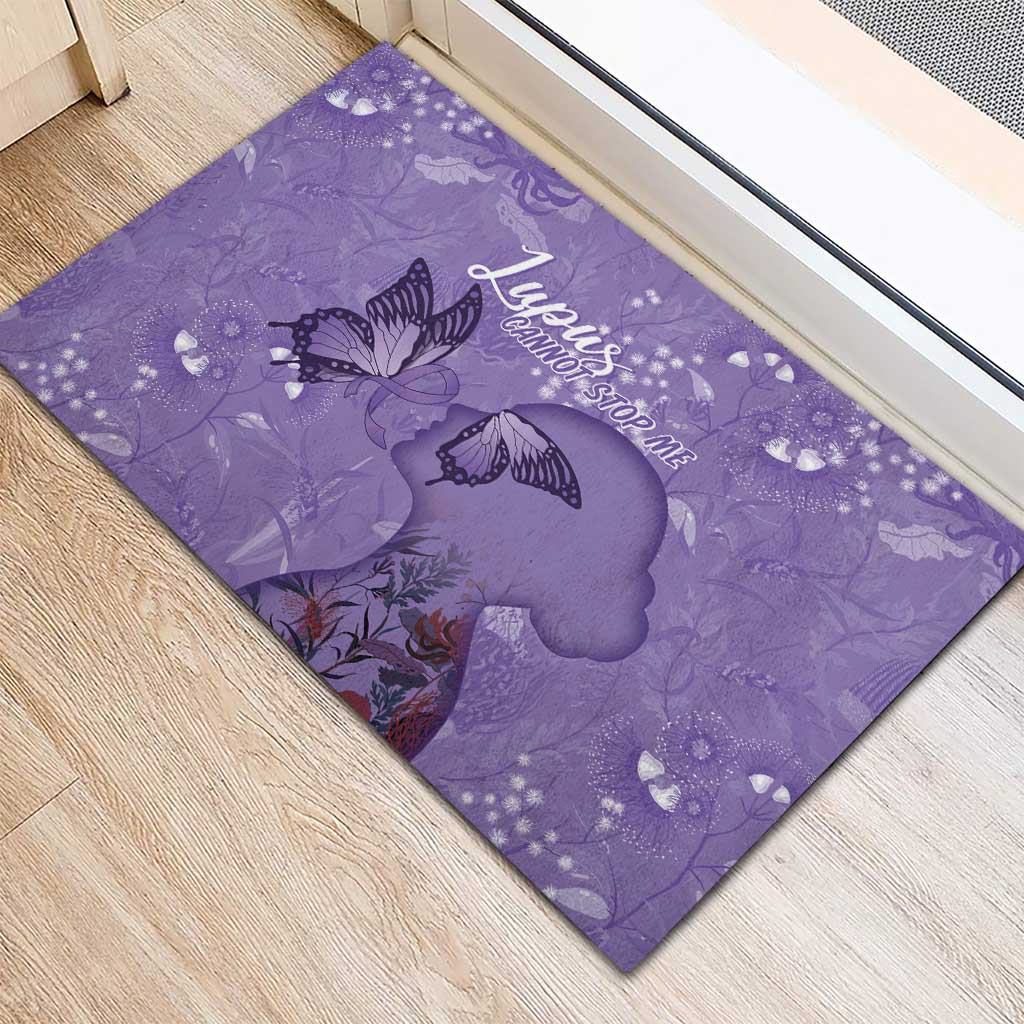 Lupus Cannot Stop Me Australia Floral Rubber Doormat Purple Ribbon