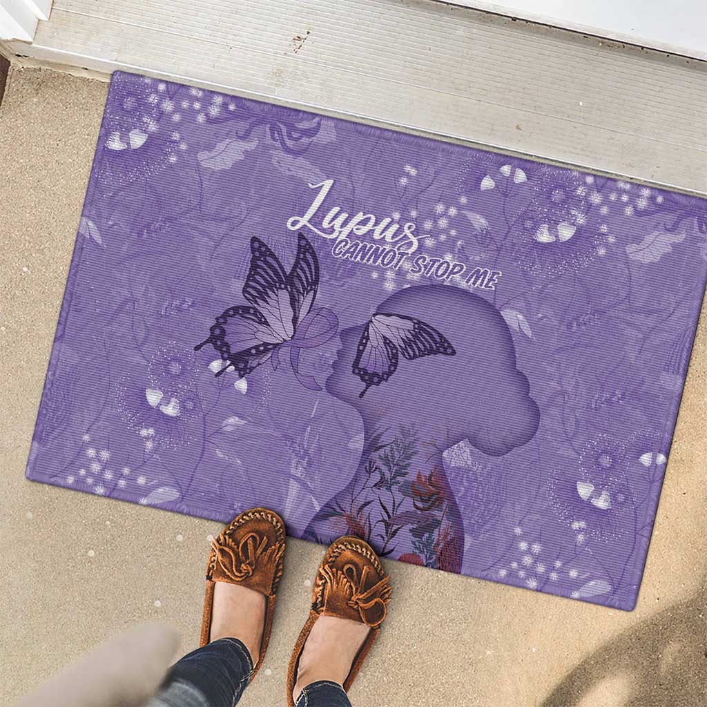 Lupus Cannot Stop Me Australia Floral Rubber Doormat Purple Ribbon