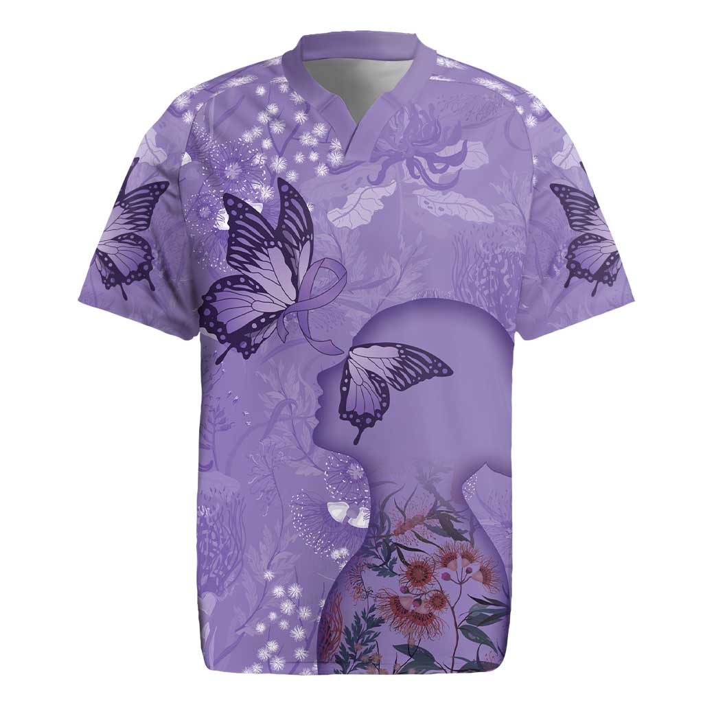 Lupus Cannot Stop Me Australia Floral Rugby Jersey Purple Ribbon