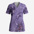 Lupus Cannot Stop Me Australia Floral Scrub Top Purple Ribbon