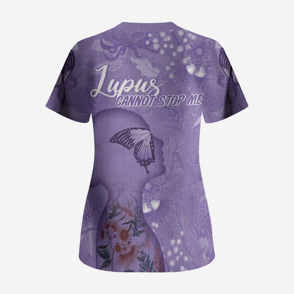 Lupus Cannot Stop Me Australia Floral Scrub Top Purple Ribbon