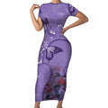 Lupus Cannot Stop Me Australia Floral Short Sleeve Bodycon Dress Purple Ribbon