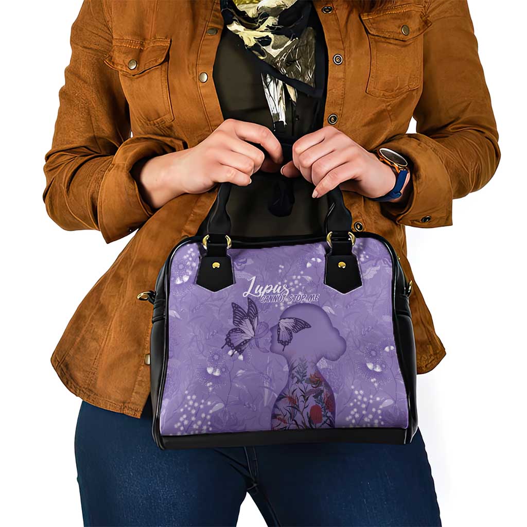 Lupus Cannot Stop Me Australia Floral Shoulder Handbag Purple Ribbon