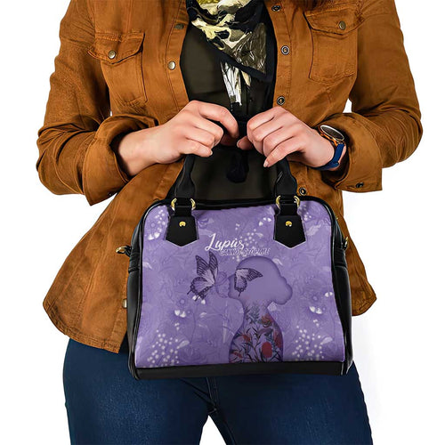 Lupus Cannot Stop Me Australia Floral Shoulder Handbag Purple Ribbon