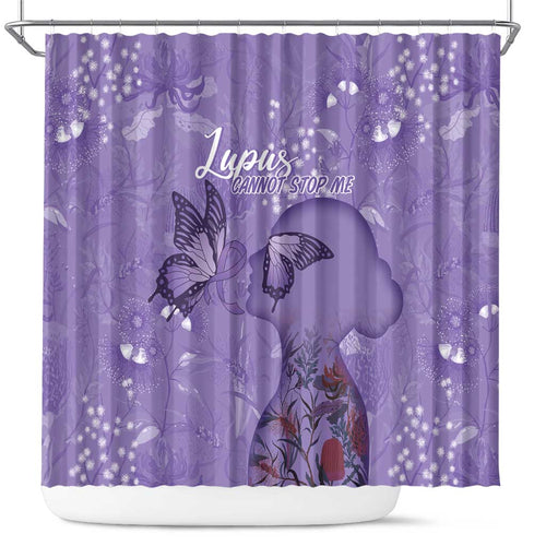 Lupus Cannot Stop Me Australia Floral Shower Curtain Purple Ribbon