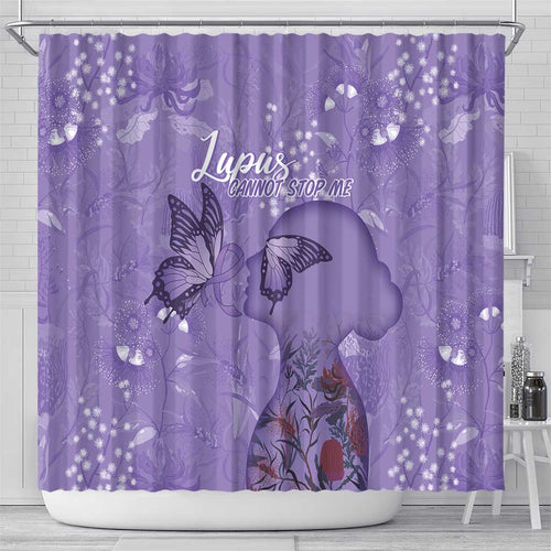 Lupus Cannot Stop Me Australia Floral Shower Curtain Purple Ribbon