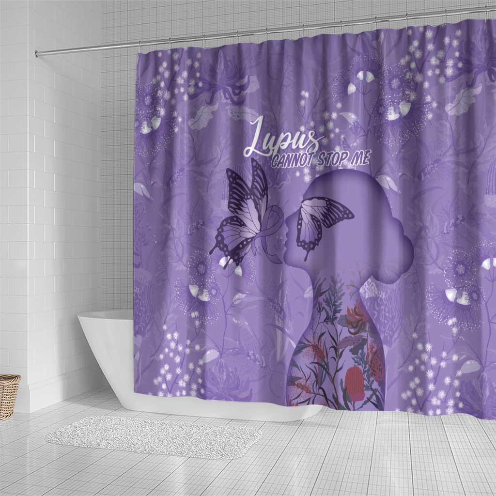 Lupus Cannot Stop Me Australia Floral Shower Curtain Purple Ribbon