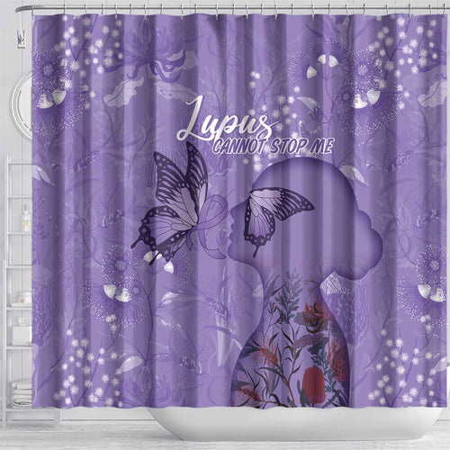 Lupus Cannot Stop Me Australia Floral Shower Curtain Purple Ribbon