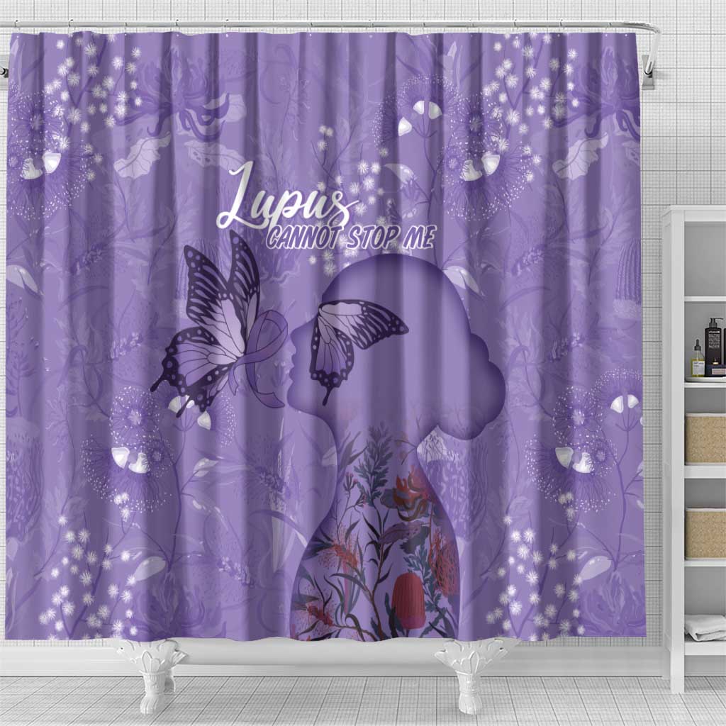 Lupus Cannot Stop Me Australia Floral Shower Curtain Purple Ribbon