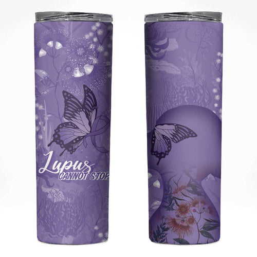 Lupus Cannot Stop Me Australia Floral Skinny Tumbler Purple Ribbon