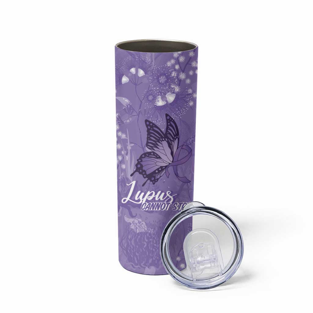 Lupus Cannot Stop Me Australia Floral Skinny Tumbler Purple Ribbon