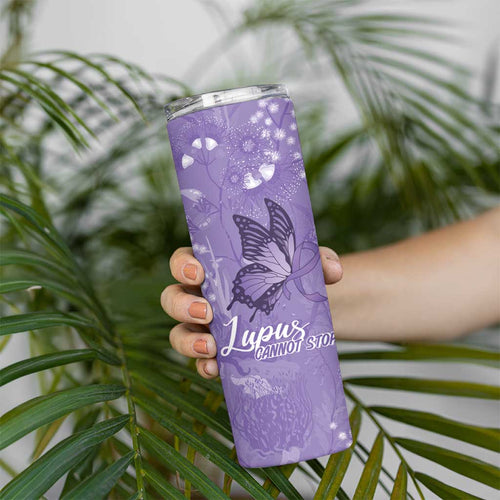 Lupus Cannot Stop Me Australia Floral Skinny Tumbler Purple Ribbon
