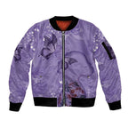Lupus Cannot Stop Me Australia Floral Sleeve Zip Bomber Jacket Purple Ribbon