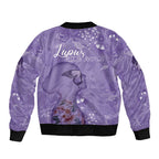 Lupus Cannot Stop Me Australia Floral Sleeve Zip Bomber Jacket Purple Ribbon