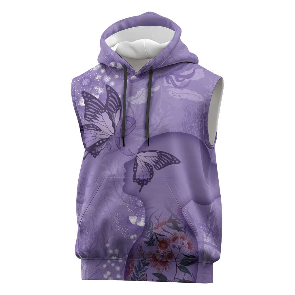 Lupus Cannot Stop Me Australia Floral Sleeveless Hoodie Purple Ribbon