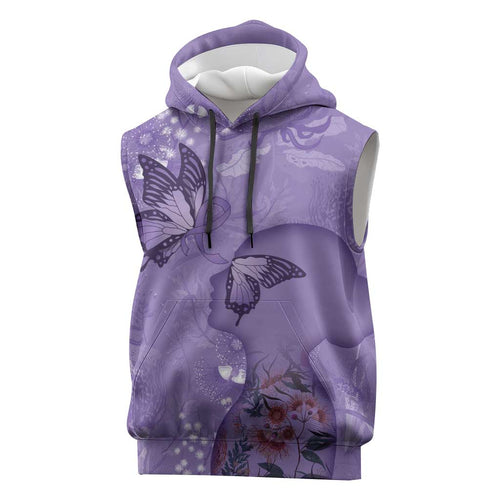 Lupus Cannot Stop Me Australia Floral Sleeveless Hoodie Purple Ribbon