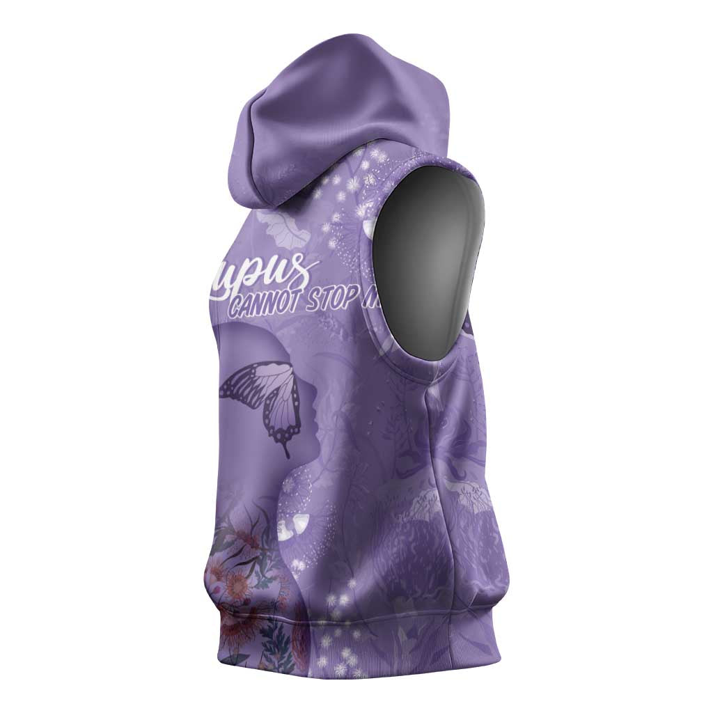 Lupus Cannot Stop Me Australia Floral Sleeveless Hoodie Purple Ribbon