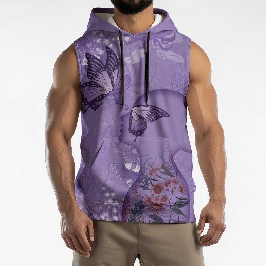 Lupus Cannot Stop Me Australia Floral Sleeveless Hoodie Purple Ribbon